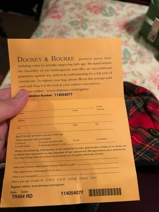 Dooney & Bourke Red Plaid Tote with Brown Trim - Picture 5 of 6